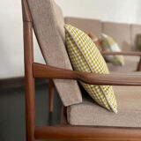 Vintage Scandinavian teak lounge — 3-seater sofa and two armchairs.