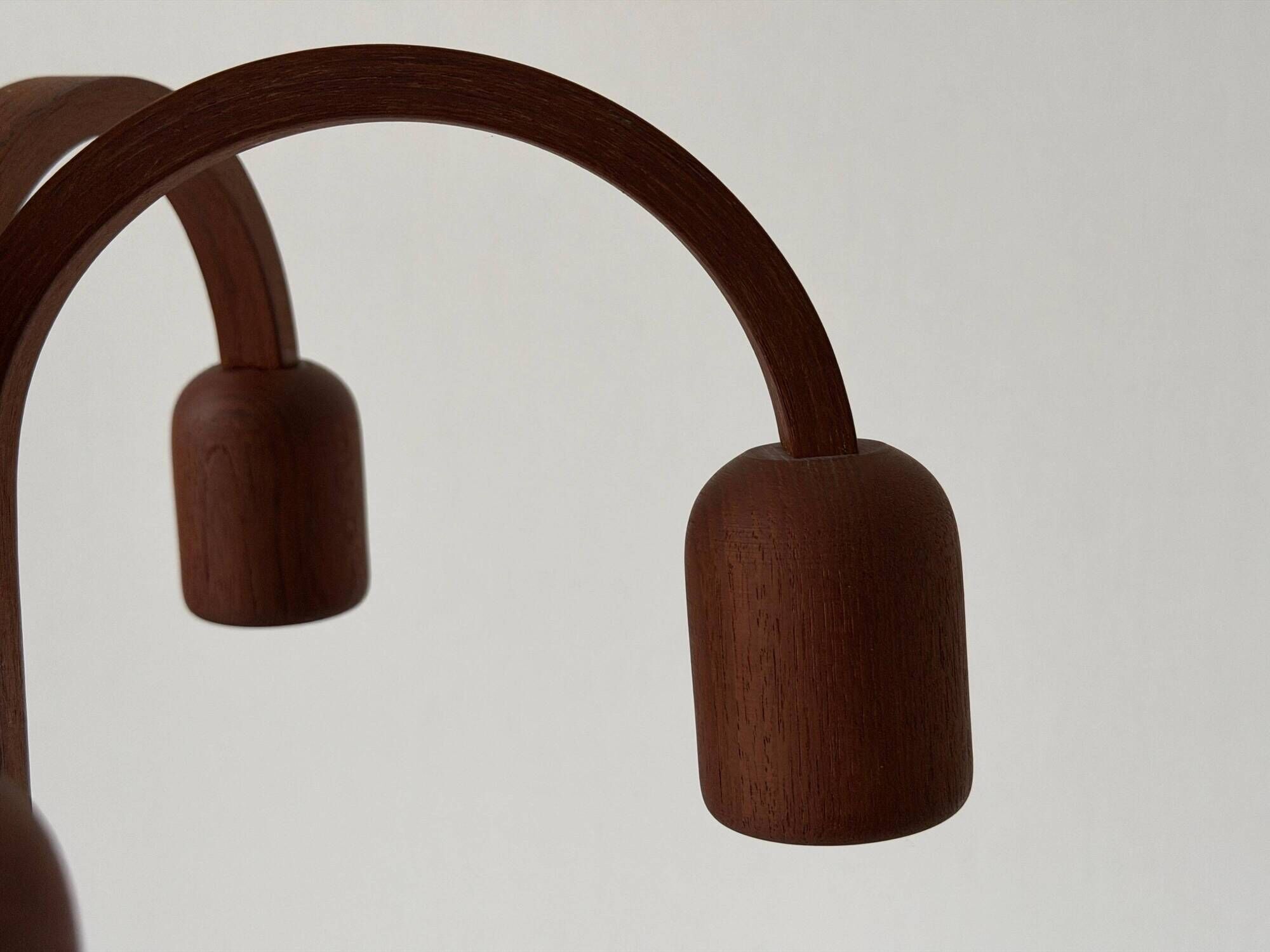 Suspended Sputnik counterweight lamp with 5 arms in teak by Domus, 1970s, Italy.