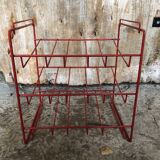 Old Orange Metal Wire Bottle Rack Shelf 15 Slots Vintage #A636