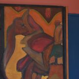 Tableau contemporain abstrait coloré huile