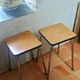 Pair of vintage school stools in formica and chrome metal – 1960s/70s