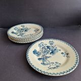 Ensemble de 6 assiettes à dessert Gien terre de fer modèle Capucines