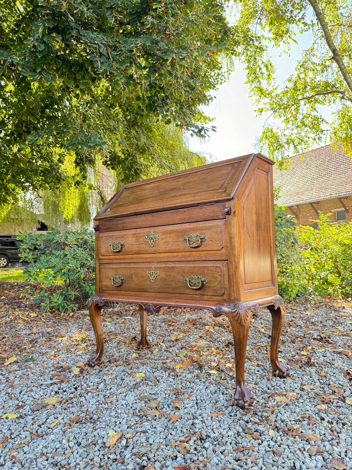 Chippendale Style Mahogany Slant-Leaf Desk/Secretary