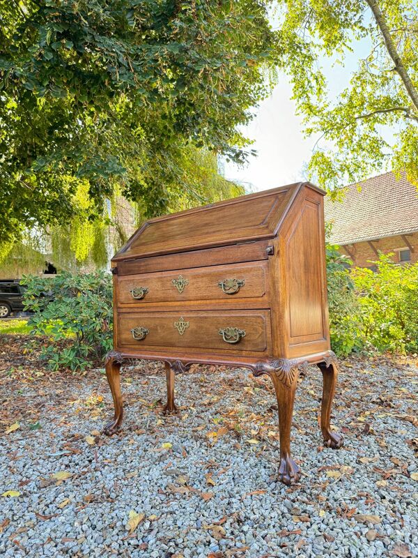 Bureau, Secrétaire De Pente En Acajou De Style Chippendale