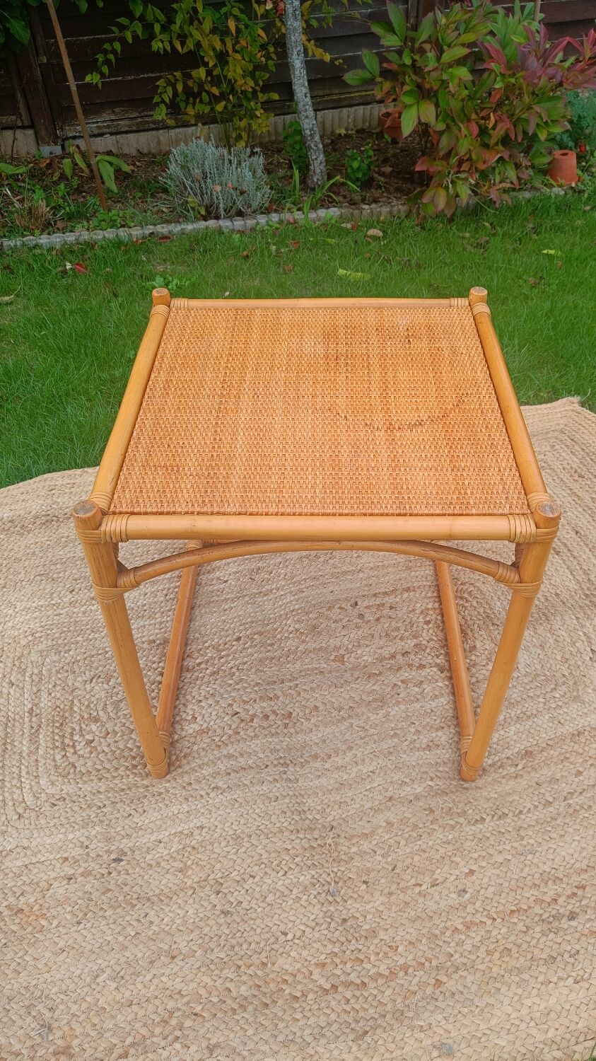 Vintage rattan and wicker coffee table