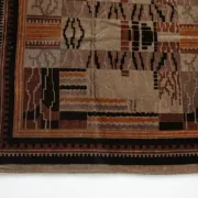 Art deco velour rug with fringes – 1930s, 142 x 91 cm