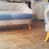 Chair organic 50s Danish blue and beige