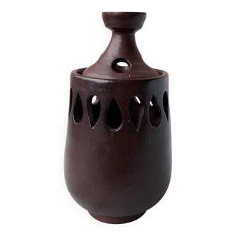 Signed stoneware tealight candle holder
