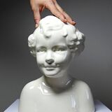 Very rare large faience bust from Sarreguemines, antique Art Deco.