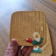 2 dessous de plat en céramique émaillée vintage, 1970