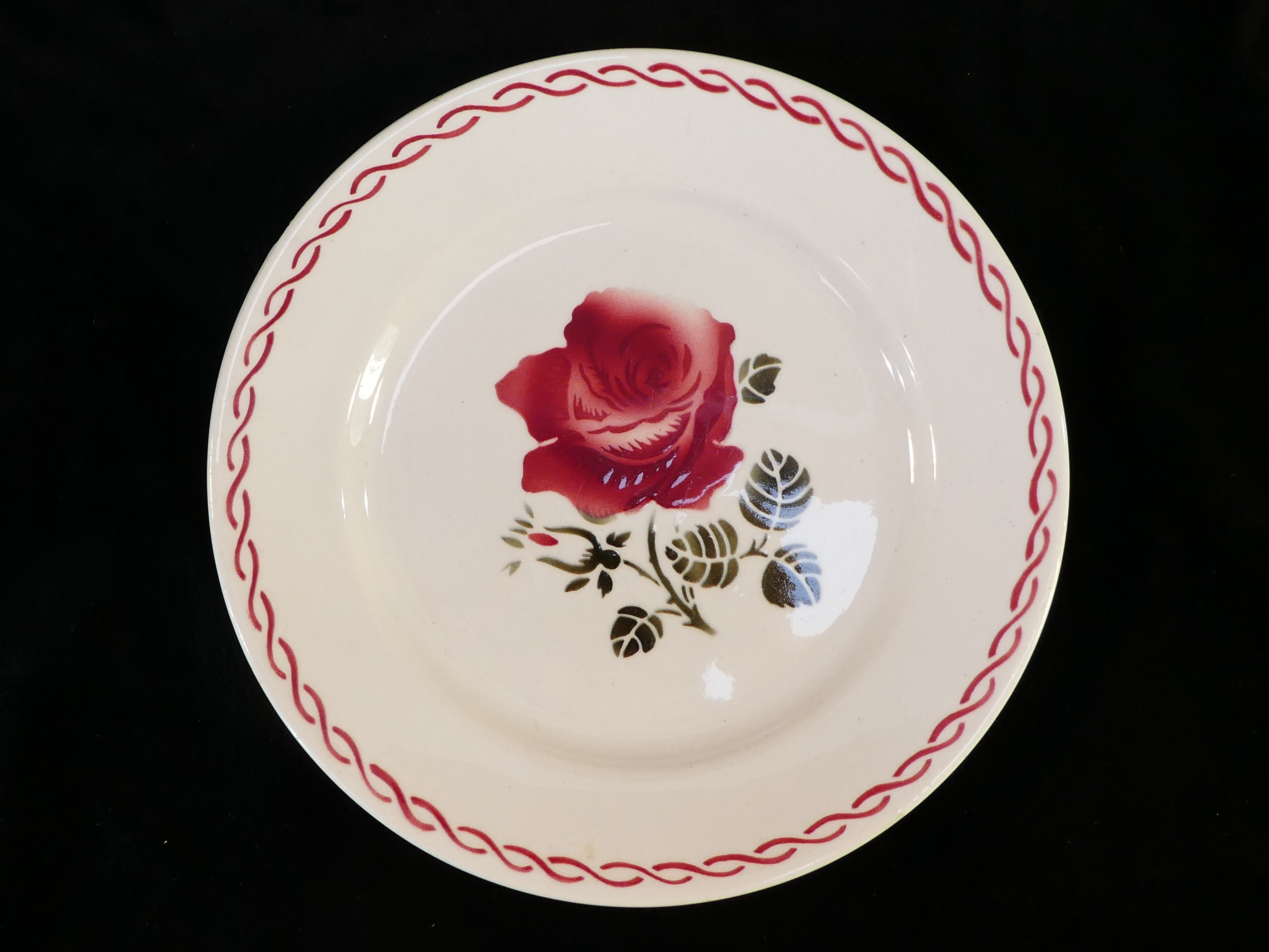 8 flat plates badonviller rose red