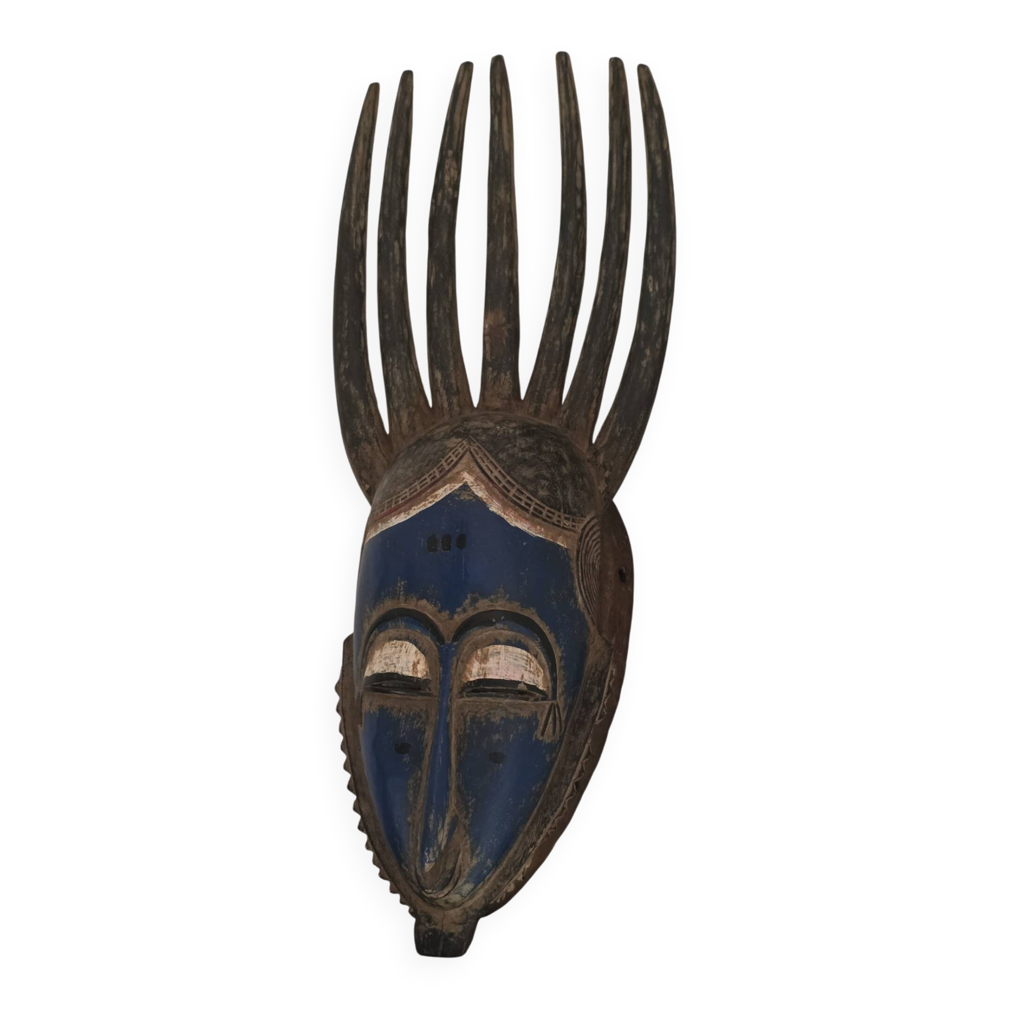 Baoulé African mask with 7 horns