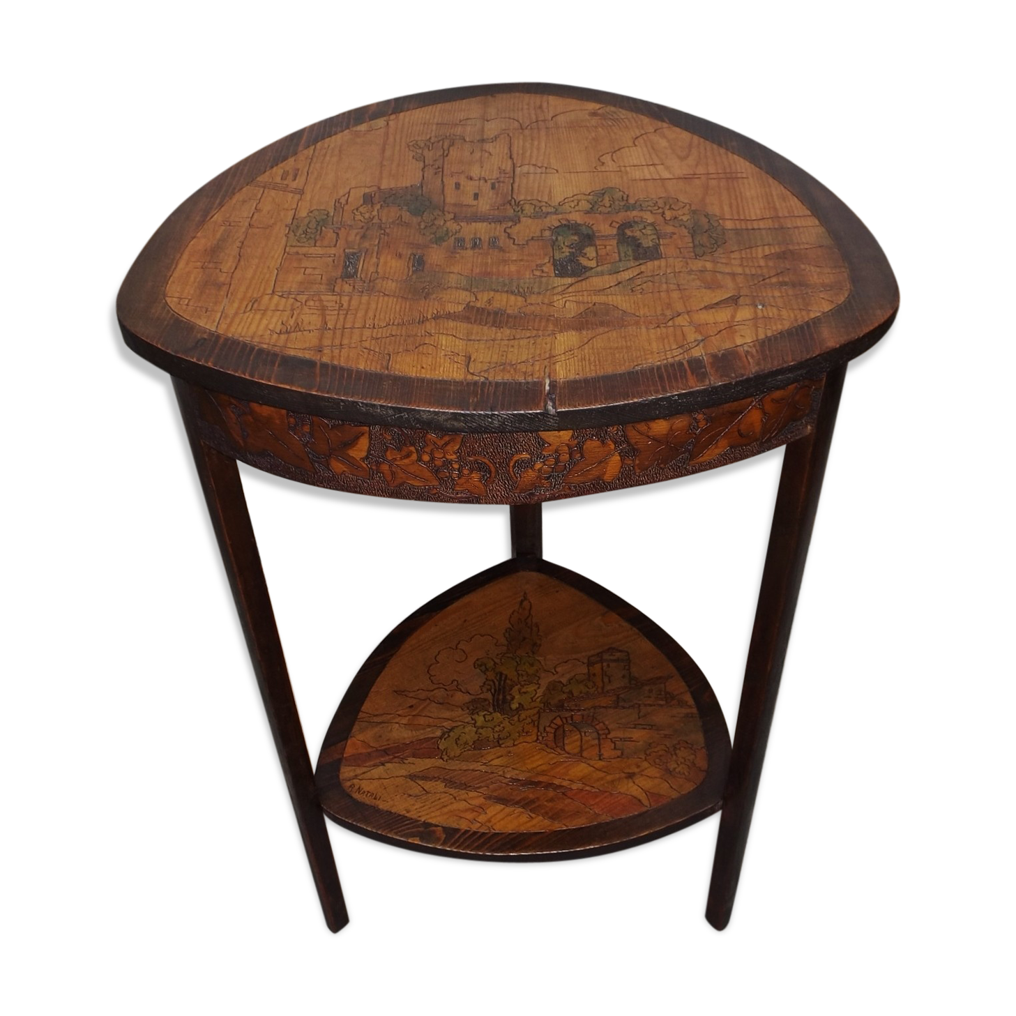 Table tripod art nouveau double trap