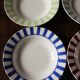 Lot 6 hollow plates Digoin Sarreguemines stripes colors
