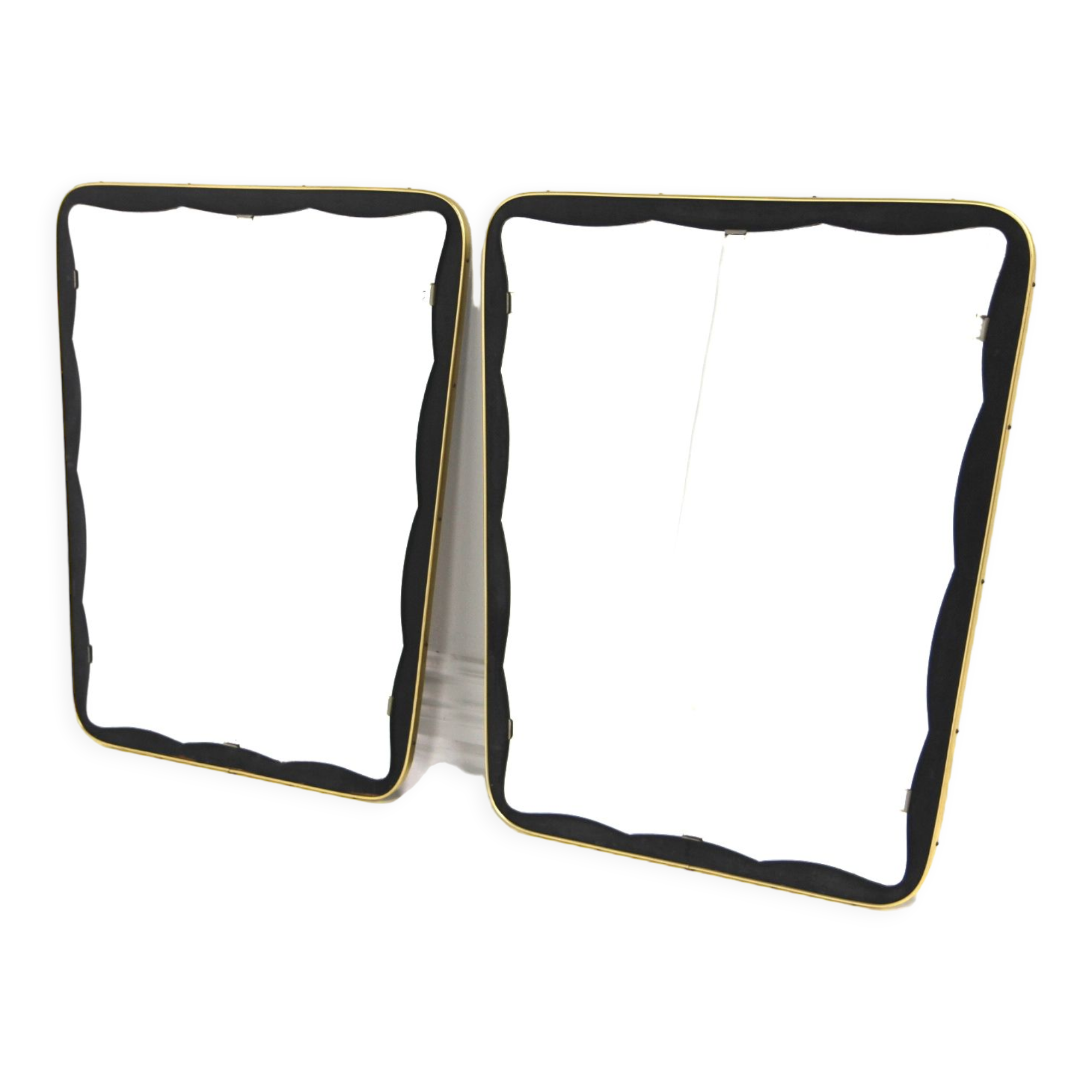 Set of 2 scandinavian metal mirrors, sweden 1960