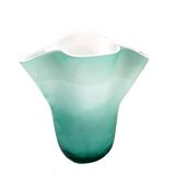 Vase handkerchief opaline turquoise interior white handmade work art deco