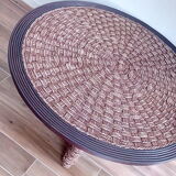 Table basse en corde tressée et rotin