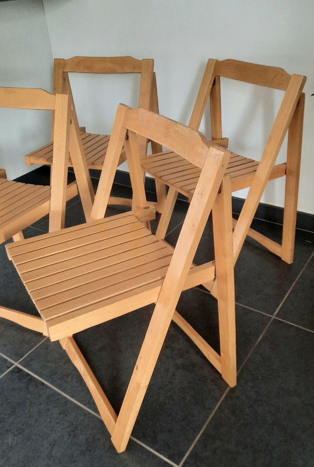Vintage wood folding chairs