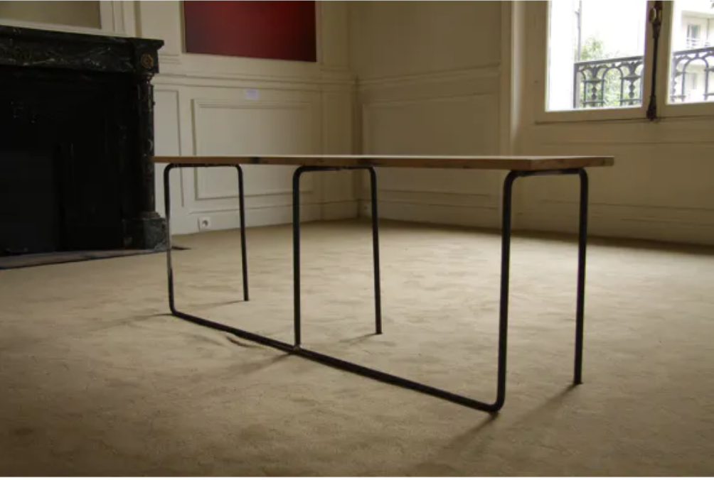 Metal and oak bench unique piece designer