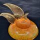 Gérard Crociani soup tureen in orange zoomorphic ceramic French gilded with fine gold Vallauris