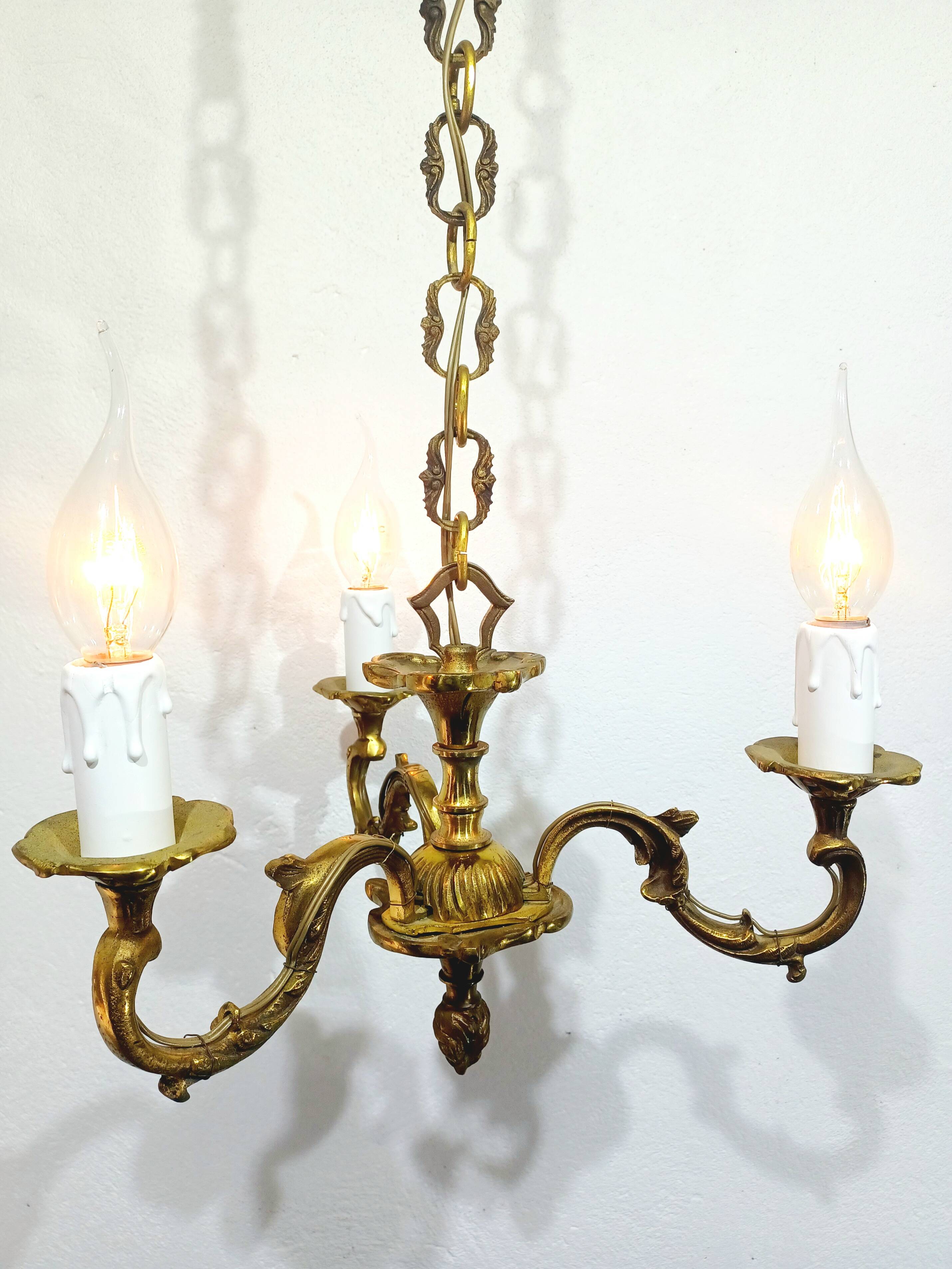 3-Light Bronze Chandelier