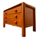 Ancienne commode 3 tiroirs en orme massif design années 70 brutaliste