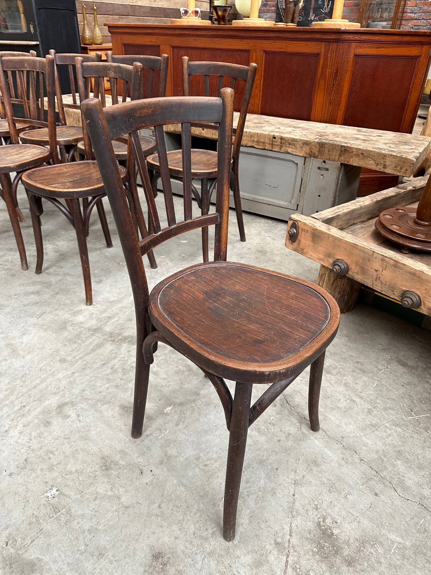 Suite of 9 bistro chairs from the early 20th century