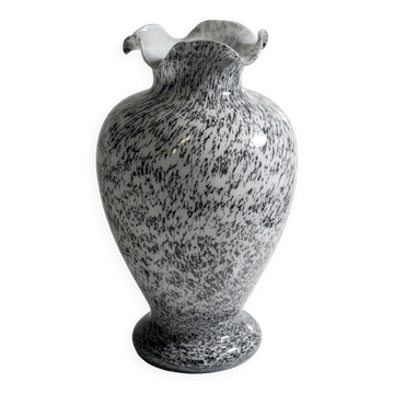 Grey speckled Murano glass vase - 1980s