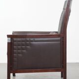 Art Deco armchair with dark brown leather
