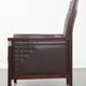 Fauteuil Art Déco en cuir marron foncé