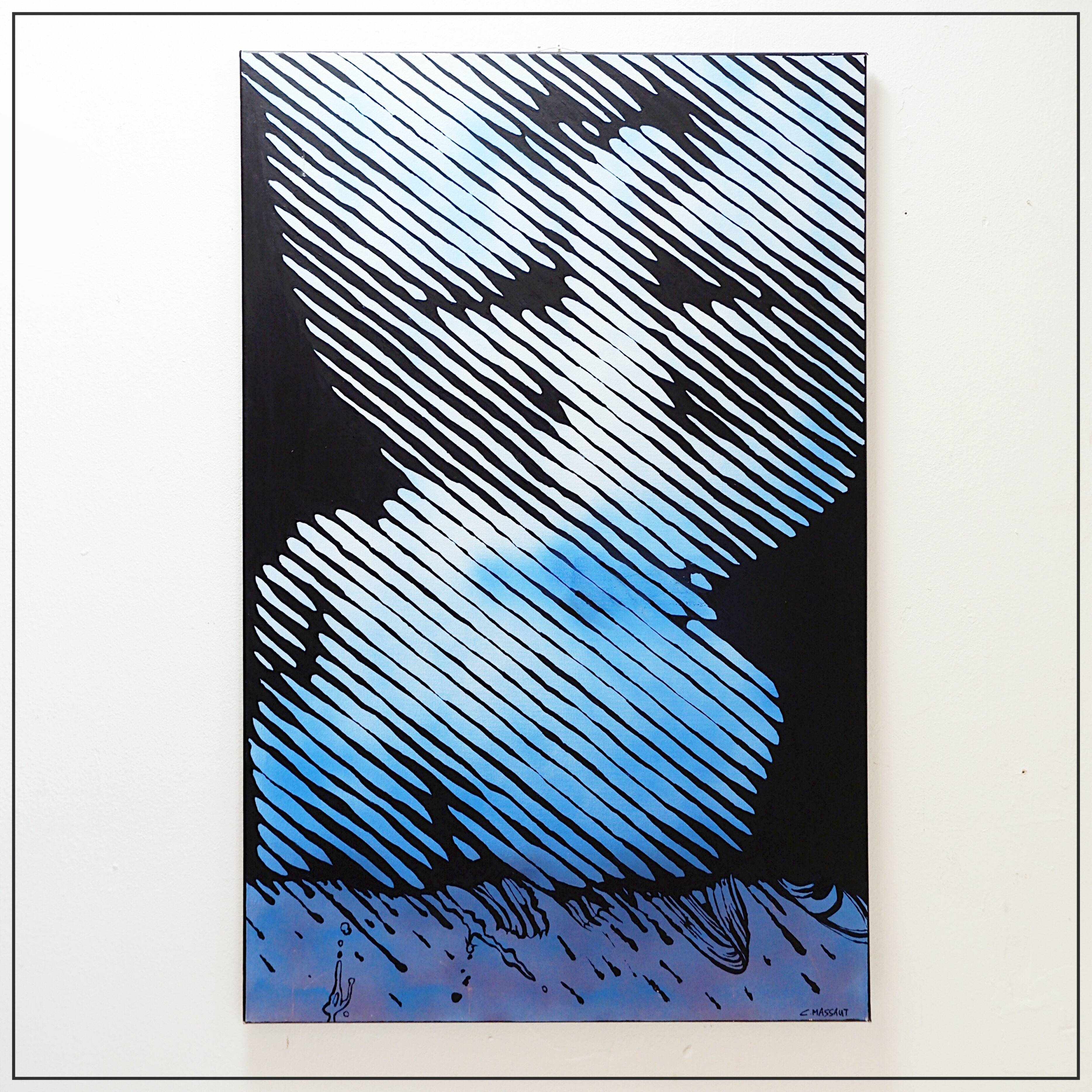 Abstract painting in muted tones on canvas - signed C.Massaut