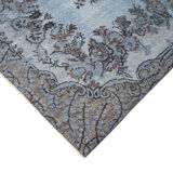 Handmade distressed oriental 1980s 164 cm x 282 cm blue rug