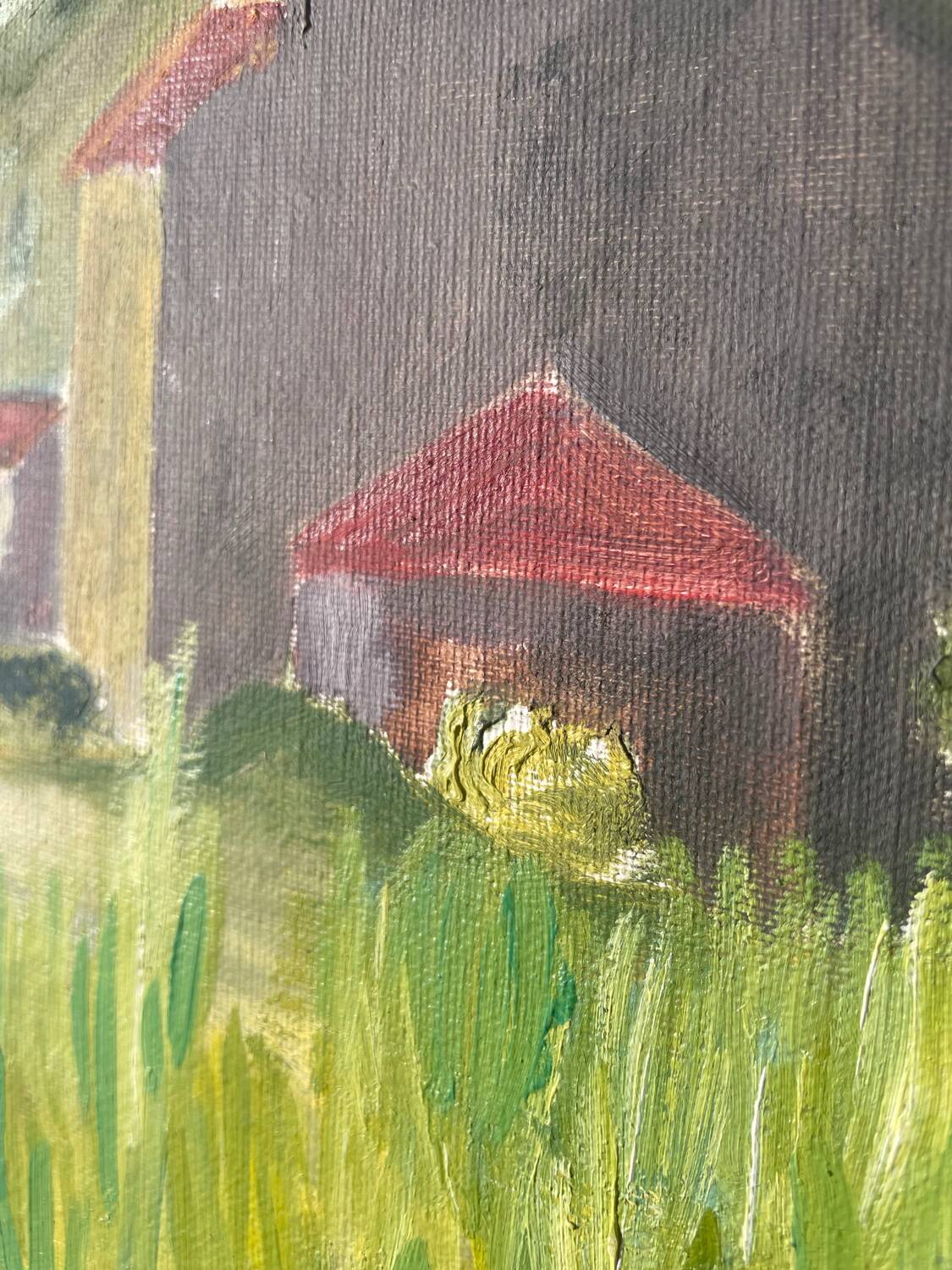 Oil painting landscape wooden frame