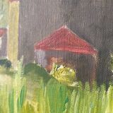 Oil painting landscape wooden frame