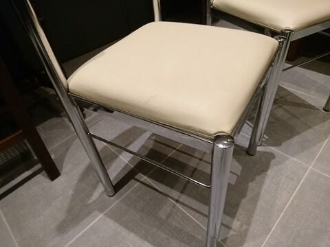 Pair of chairs Soudexvinyl vintage 60-70 leatherette chrome steel