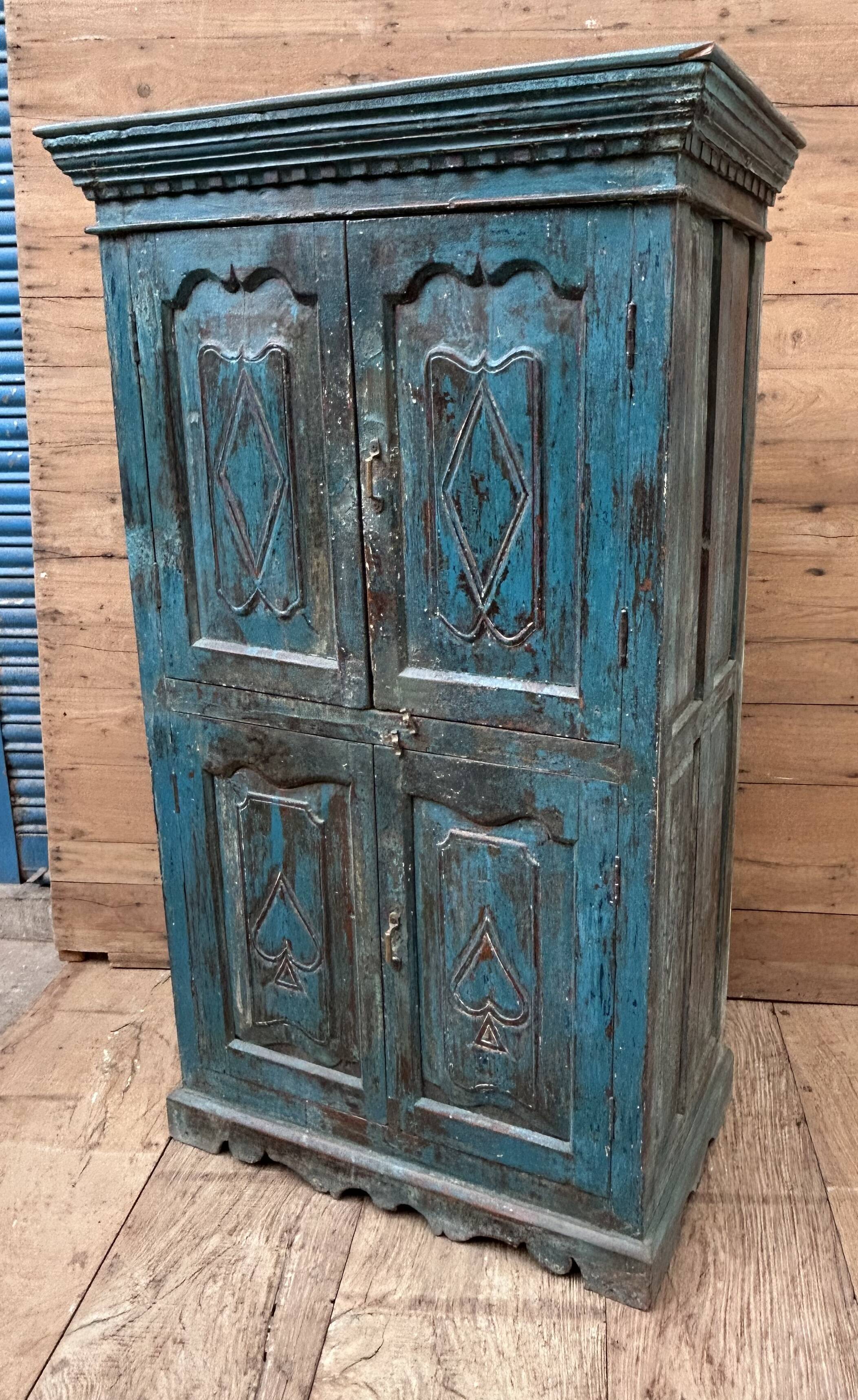 Rajasthani wardrobe in Burmese teak with original patina.