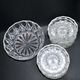 Vintage dessert set - salad bowl and 12 cups in retro pressed-molded glass 1950