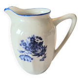 Pot à lait vintage motif floral bleu et blanc céramique