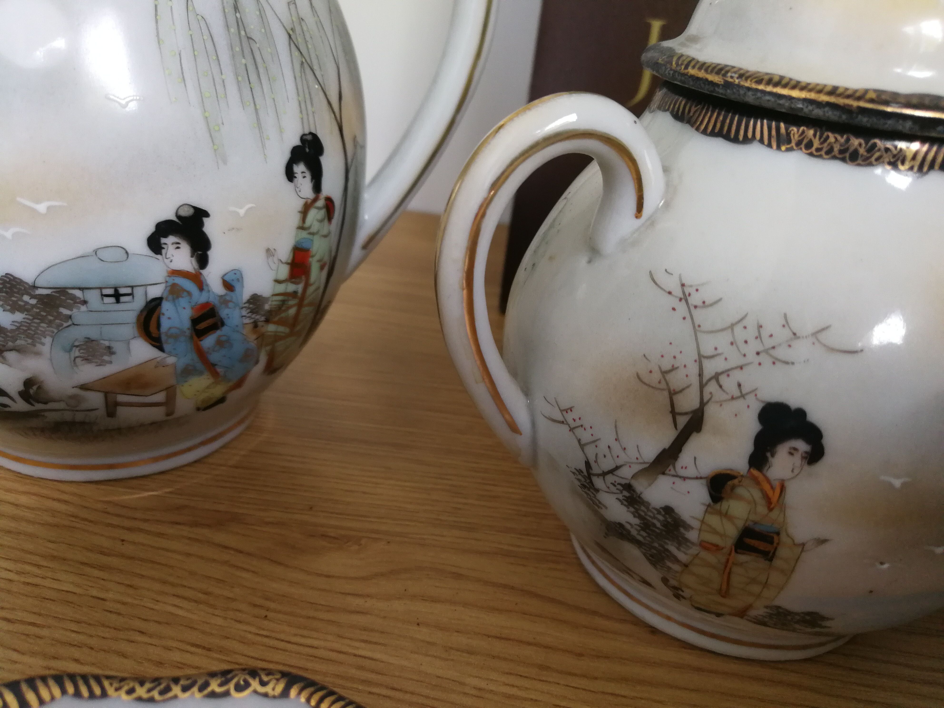 Japanese kutani tashiro eggshell porcelain tea set