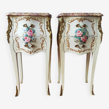 Pair of painted Louis XV style bedside tables