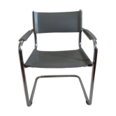 Fauteuil de bureau en cuir et chrome des années 70