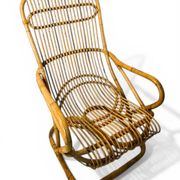 Vintage bamboo rattan armchair Tito Agnoli circa 1960
