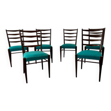 Chaises de salle à manger en teck danois moderniste du milieu du siècle, années 1950, ensemble de 6.