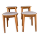 Set of 4 stools in beech and gray Skai 1980