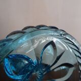 Candleholder Door blue molded glass signed