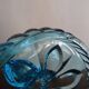 Candleholder Door blue molded glass signed