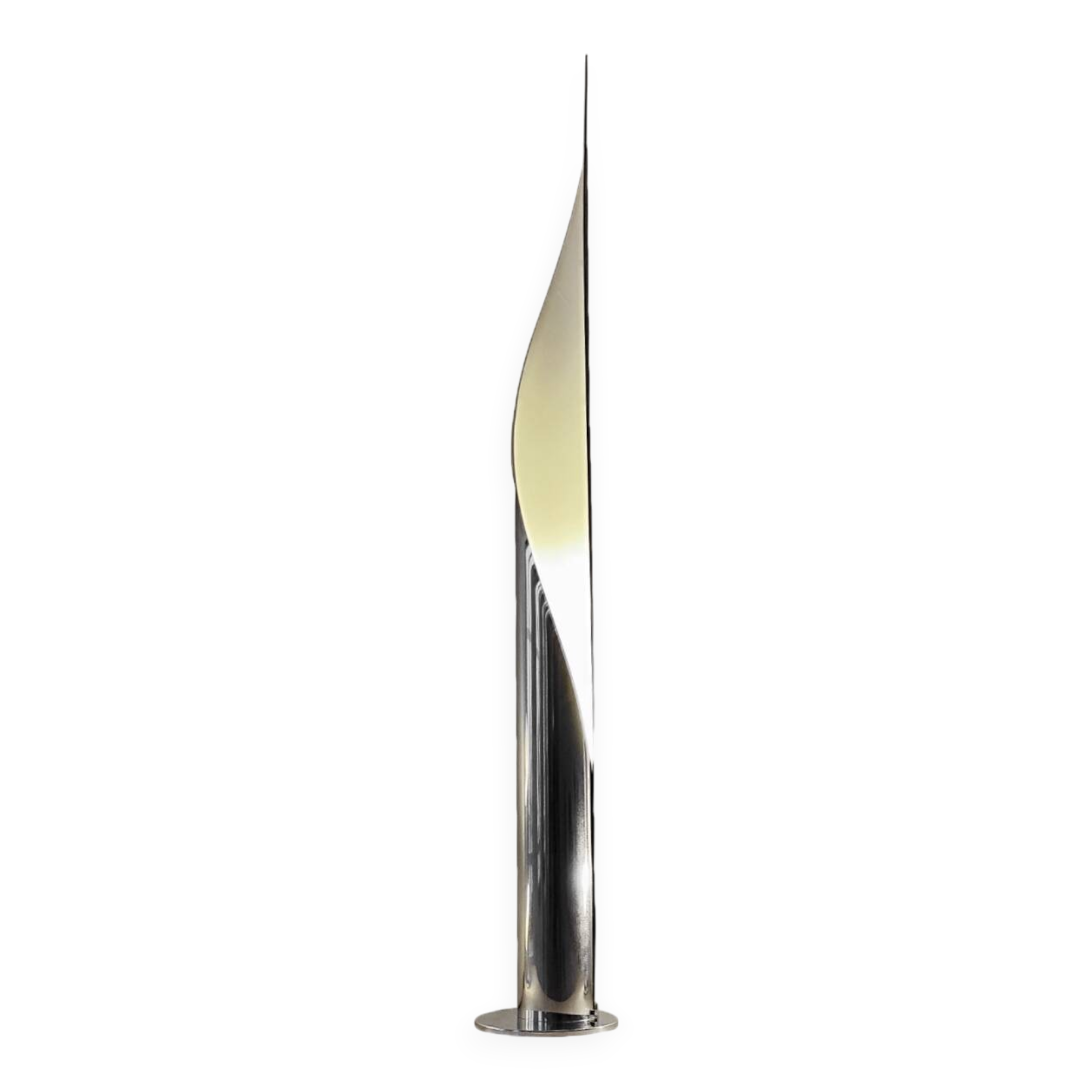 Vintage Floor Lamp • Flame • Stainless Steel • Space Age • 1970