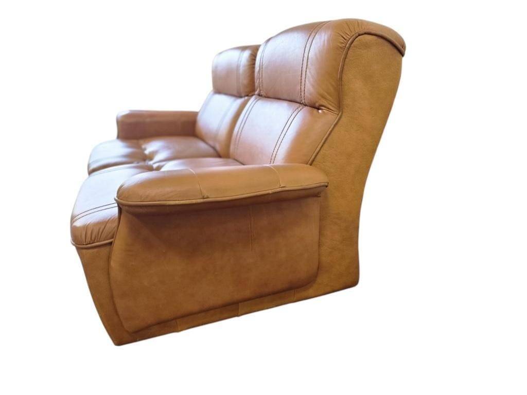 Vintage two-seater cognac leather sofa