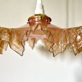 Suspension drapée verre irisé rose