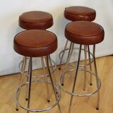 Pair of hockers, bar chairs 70s